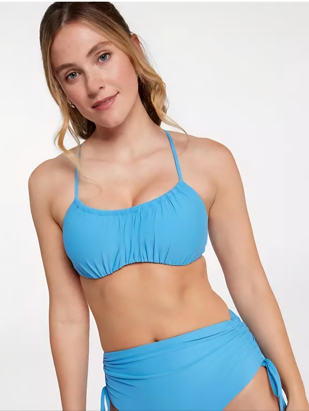 NWT CALIA Women's Swim Scrunched Tie Back Bikini Top, Womens Medium